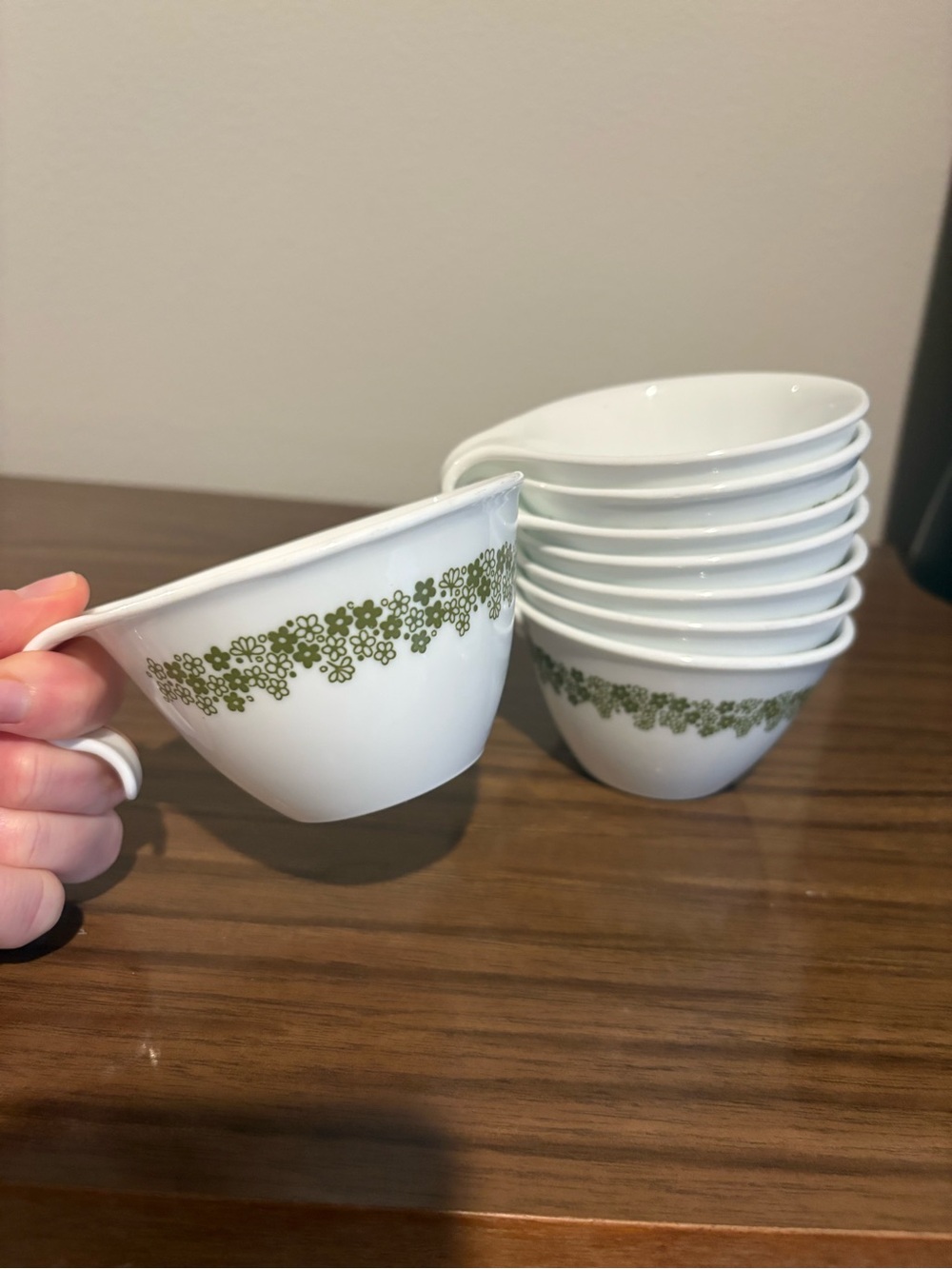 Set 8 Vintage Corelle Crazy Daisy Spring Blossom Stacking Tea Cups COTTAGECORE
